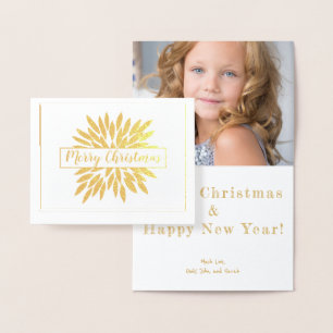 Vrolijk kerstfeest hier op je foto folie kaarten