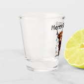Vrolijk kerstfeest Highland Koe Shot Glas (Links)