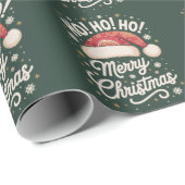 Vrolijk Kerstfeest HoHoHo Grappig Kerstman Hat Ker Cadeaupapier (Rol Hoek)