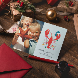 Vrolijk kerstfeest   Holiday Beach Lobster Crab Feestdagenkaart