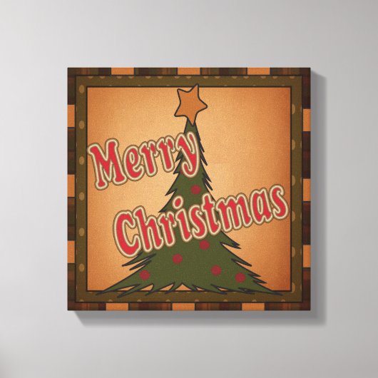 Vrolijk Kerstfeest Holiday Tree Canvas Afdruk (Voorkant)