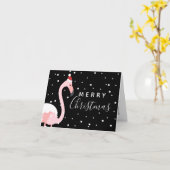 Vrolijk kerstfeest | Holiday Tropical Flamingo Kaart (Gele Bloem)