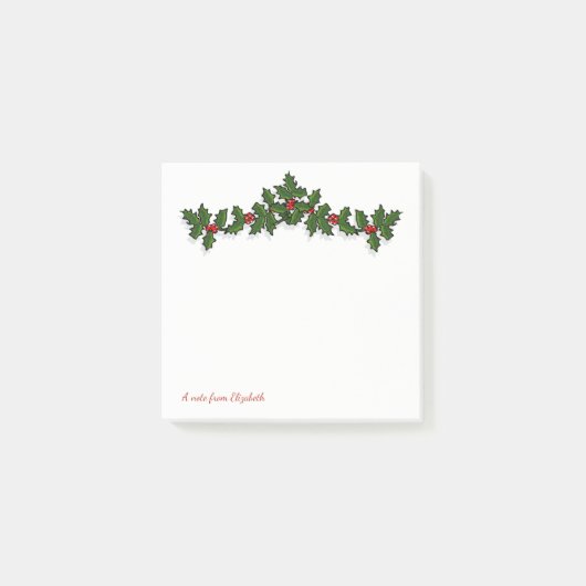 Vrolijk kerstfeest, Holly Berry Branches - Geperso Post-it® Notes (Voorkant)