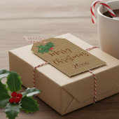 Vrolijk Kerstfeest Holly Berry Gift Labels Cadeaulabel