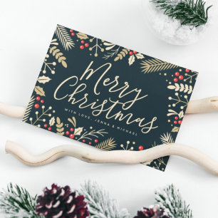Vrolijk kerstfeest Holly en Berries Briefkaart