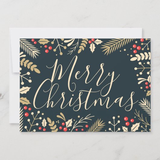 Vrolijk kerstfeest Holly en Berries Notitiekaartje (Voorkant)