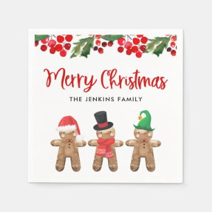Vrolijk kerstfeest Holly Paper Napkins Servet