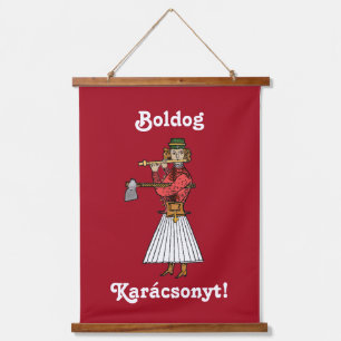 Vrolijk kerstfeest Hongaars Boldog Karácsonyt! Hangend Wandkleed