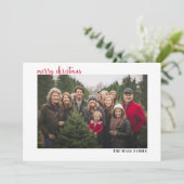 Vrolijk Kerstfeest Horizontale Foto Modern Script Feestdagenkaart (Staand voorkant)