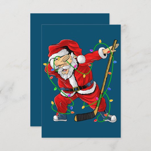 Vrolijk kerstfeest Ice Hockey Dabbing Santa Claus Bedankkaart (Voorkant / Achterkant)