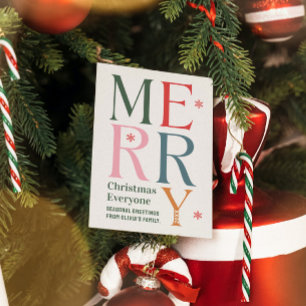 Vrolijk Kerstfeest Iedereen Feestelijke Retro Typo Kaart