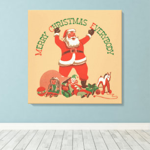 Vrolijk kerstfeest, iedereen! kerstman canvas afdruk