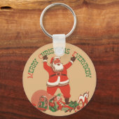 Vrolijk kerstfeest, iedereen!  kerstman sleutelhanger (Voorkant)