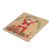 Vrolijk kerstfeest, iedereen! kerstman tegeltje (Zijkant)