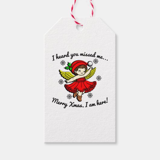 Vrolijk kerstfeest, ik ben hier cadeaulabel (Voorkant)