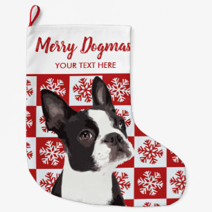 Vrolijk kerstfeest in Boston Terrier Festive Dog Grote Kerstsok