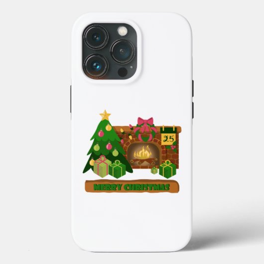 Vrolijk kerstfeest in de buurt van haard vreugdevu Case-Mate iPhone case (Achterkant)