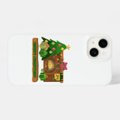 Vrolijk kerstfeest in de buurt van haard vreugdevu iPhone hoesje (Achterkant horizontaal)