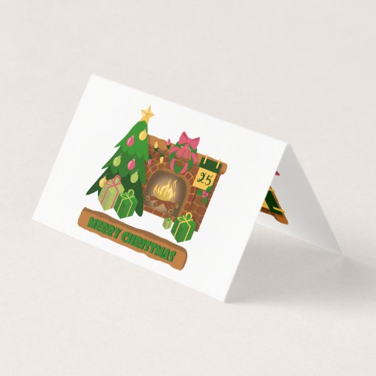 Vrolijk kerstfeest in de buurt van haard vreugdevu kaart (Voorkant)