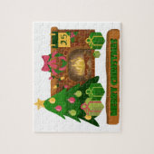 Vrolijk kerstfeest in de buurt van haard vreugdevu legpuzzel (Verticaal)