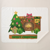 Vrolijk kerstfeest in de buurt van haard vreugdevu sherpa deken (Voorkant (horizontaal))