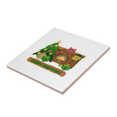 Vrolijk kerstfeest in de buurt van haard vreugdevu tegeltje (Zijkant)