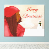 Vrolijk kerstfeest in de sneeuw canvas afdruk (Insitu (Houten vloer))