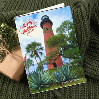 Vrolijk kerstfeest in de vuurtoren van Florida Jup Feestdagen Kaart