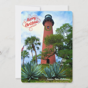Vrolijk kerstfeest in de vuurtoren van Florida Jup Feestdagenkaart