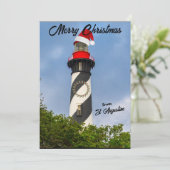 Vrolijk kerstfeest in de vuurtoren van St. Augusti Feestdagenkaart (Staand voorkant)