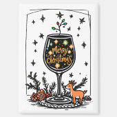 Vrolijk kerstfeest in een wijnglas magneet (Voorkant)