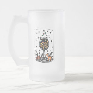 Vrolijk kerstfeest in een wijnglas matglas bierpul