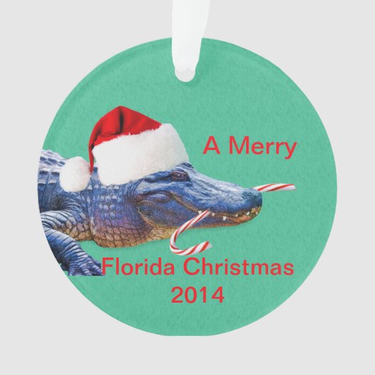 Vrolijk Kerstfeest in Florida met Alligator Ornament (voorkant)