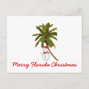 Vrolijk kerstfeest in Florida, sneeuwman onder pal Feestdagenkaart