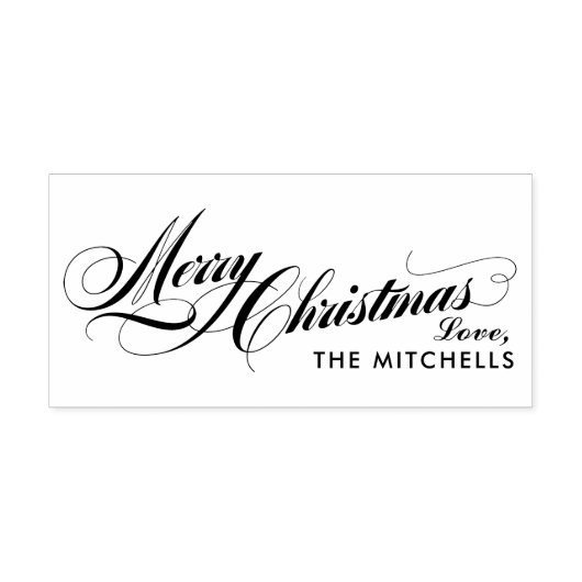 Vrolijk kerstfeest in gepantserd script  zelfinktende stempel (Design)