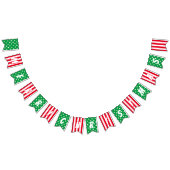 Vrolijk Kerstfeest in Groen en Rood en Wit Patroon Vlaggetjes (Alle)