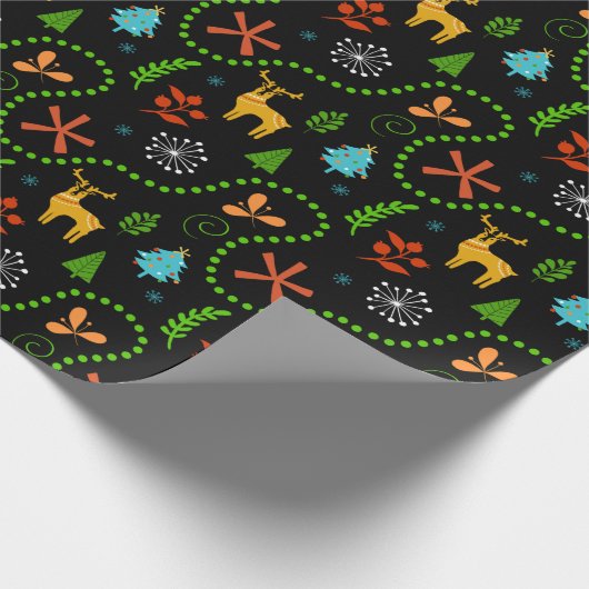 Vrolijk kerstfeest in het bos | Blauw Cadeaupapier (Hoek)