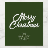 Vrolijk kerstfeest in het bos/donkergroen wijn etiket (Enkel label)