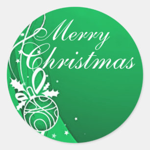 VROLIJK KERSTFEEST IN HET GROEN DOOR SHARON SHARPE RONDE STICKER