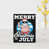 Vrolijk kerstfeest in juli Grappige Kerstman Kaart (Gele Bloem)