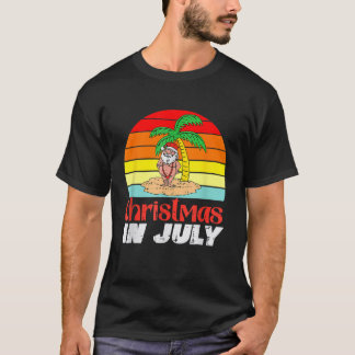 Vrolijk kerstfeest in juli Santas Zomer Strand Gra T-shirt