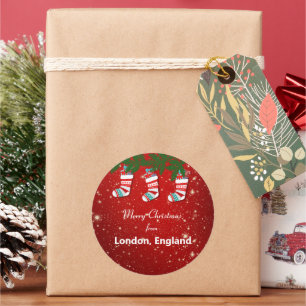 Vrolijk kerstfeest in Londen, Engeland Ronde Sticker