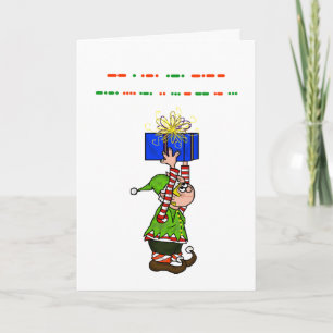 Vrolijk kerstfeest in Morse Code Kaart met Elf