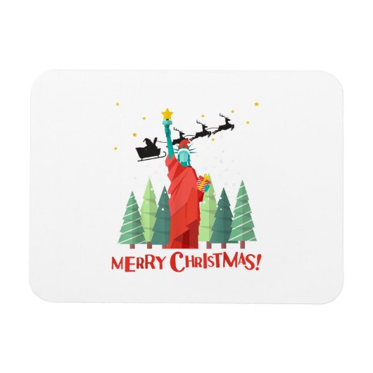 Vrolijk kerstfeest in New York Sinterklusbeeld in Magneet (Horizontaal)