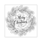 Vrolijk kerstfeest in Pine Wreath voor Rubberstempel (Afrduk)