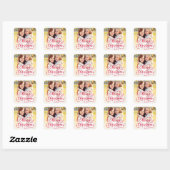 Vrolijk kerstfeest in Red Script Holiday Foto Vierkante Sticker (Vel)