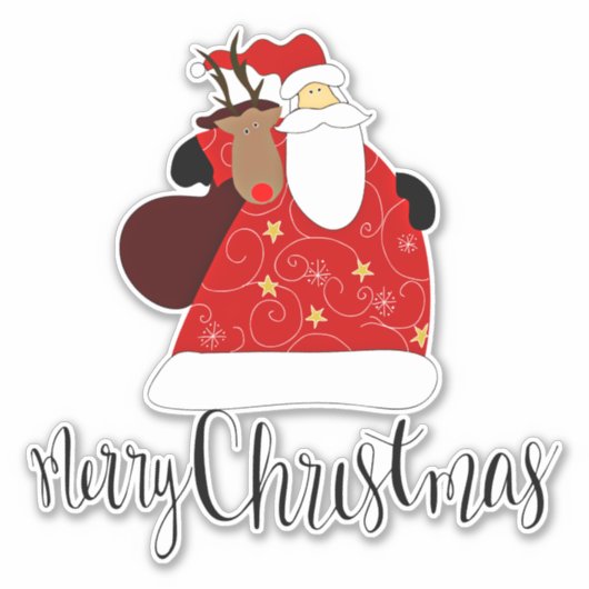 Vrolijk kerstfeest in Santa Claus Sticker (Voorkant)