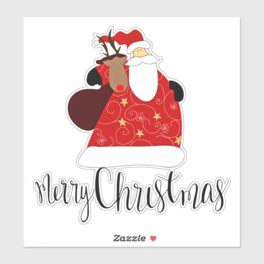Vrolijk kerstfeest in Santa Claus Sticker (Vel)