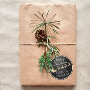 Vrolijk kerstfeest in Sinterrendierslaapkamer zwar Ronde Sticker