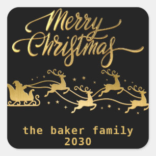 Vrolijk kerstfeest in Sinterrendierslaapkamer zwar Vierkante Sticker